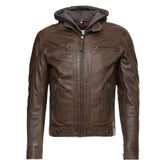 Biker Eric Hooded Leather Jacket